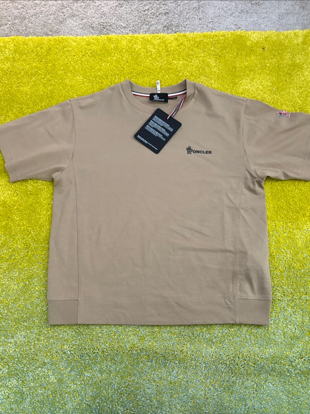 Moncler Beige Short Sleeve Crewneck Logo Tee